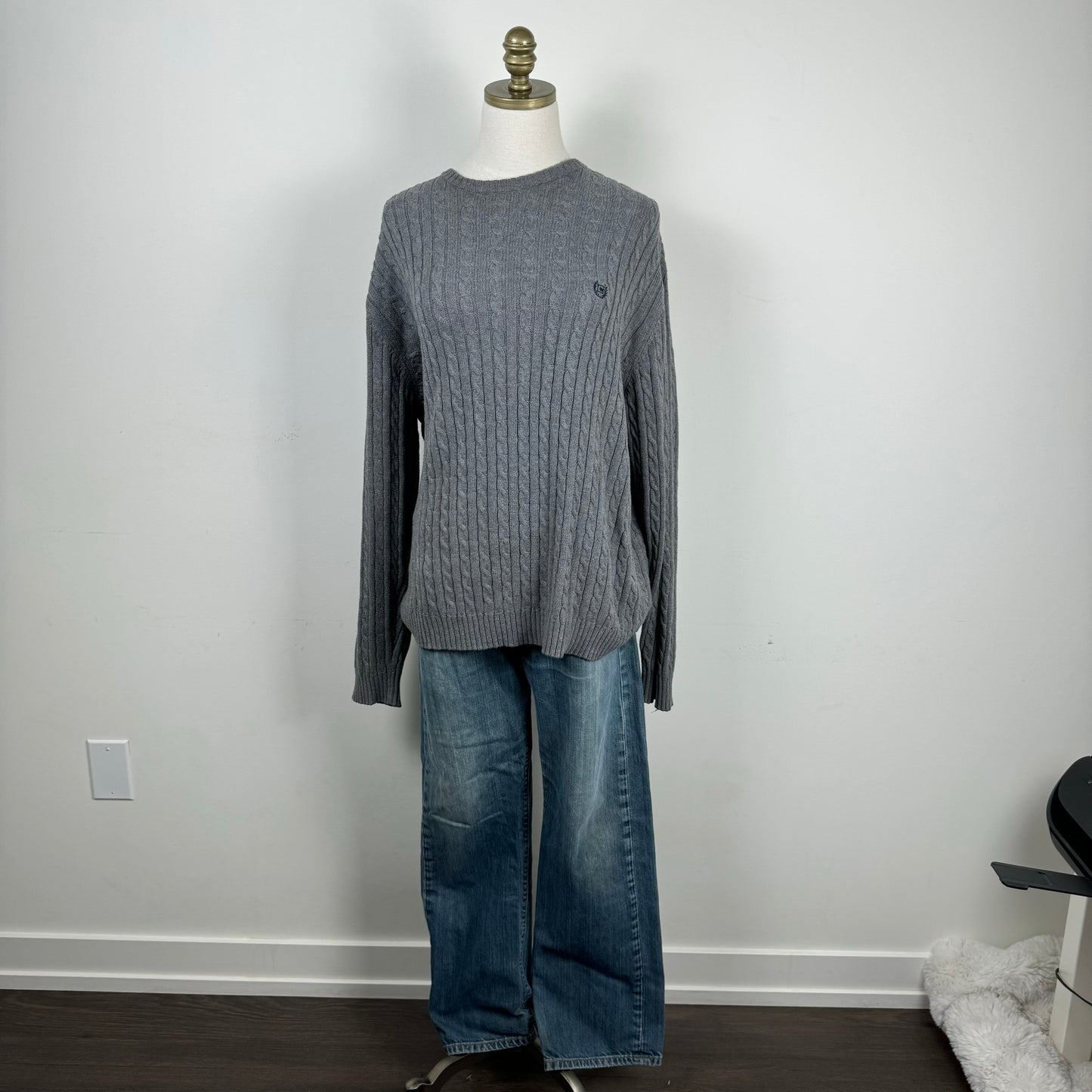 Grey Oversized Cable Knit Sweater