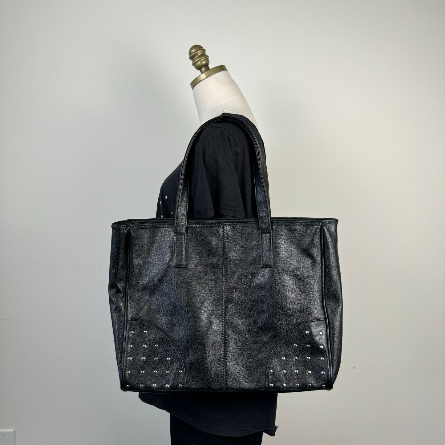 Oversized Black Studded Leather Bag