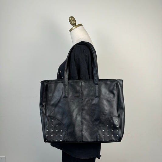 Oversized Black Studded Leather Bag
