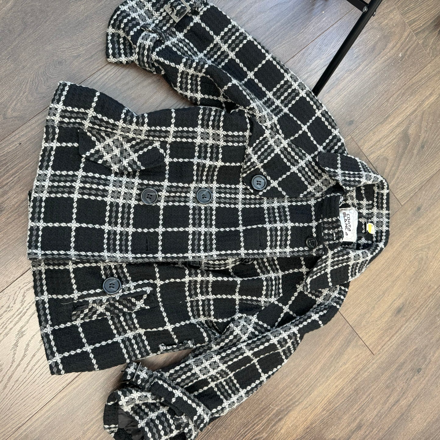 Vintage Plaid Textured Peacoat