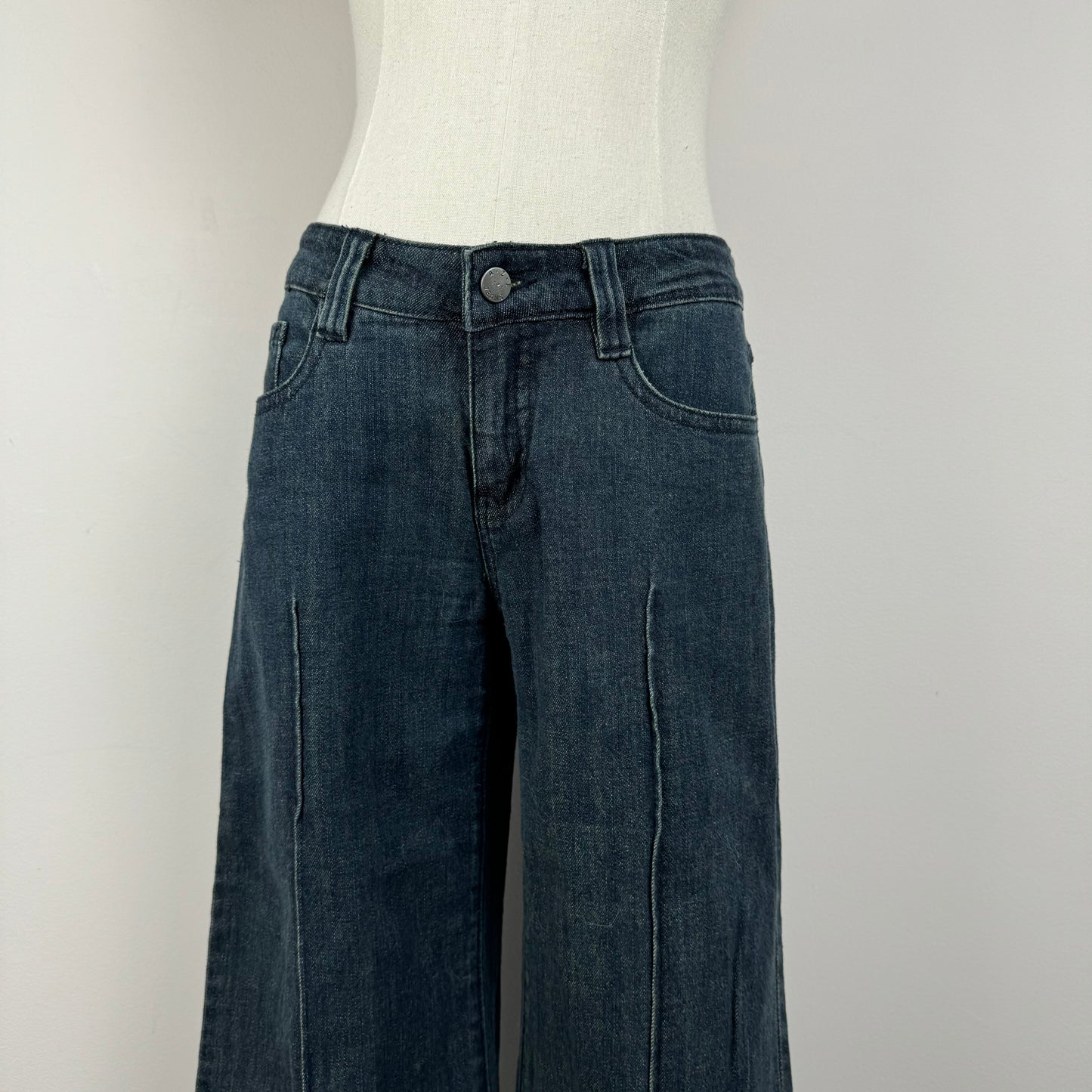 Faded Wide Leg Low Rise Jeans