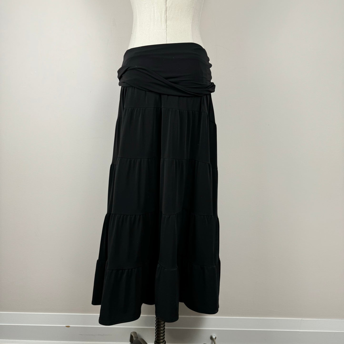 Vintage Black Tiered Maxi Skirt