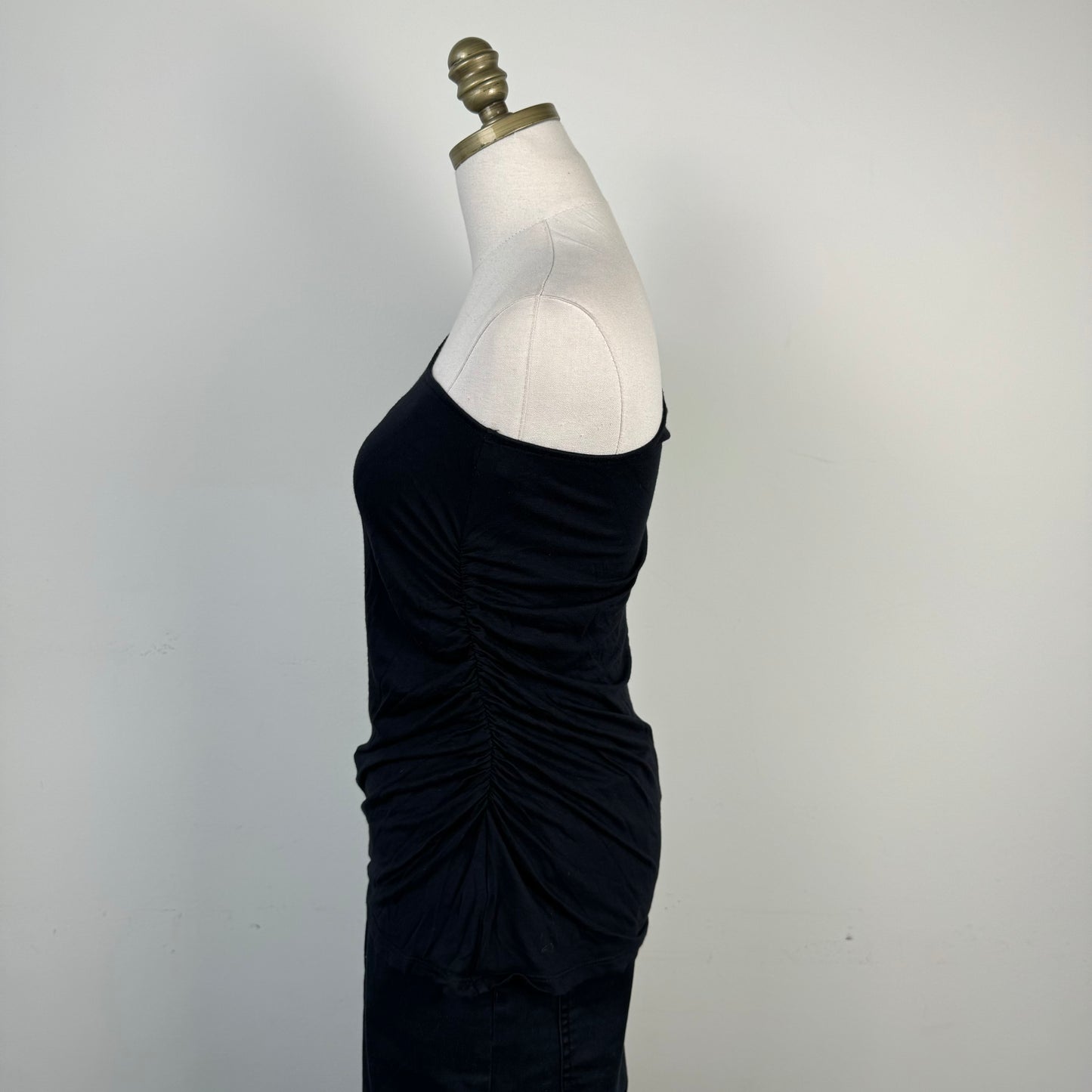 Black One Shoulder Asymmetric Ruched Top