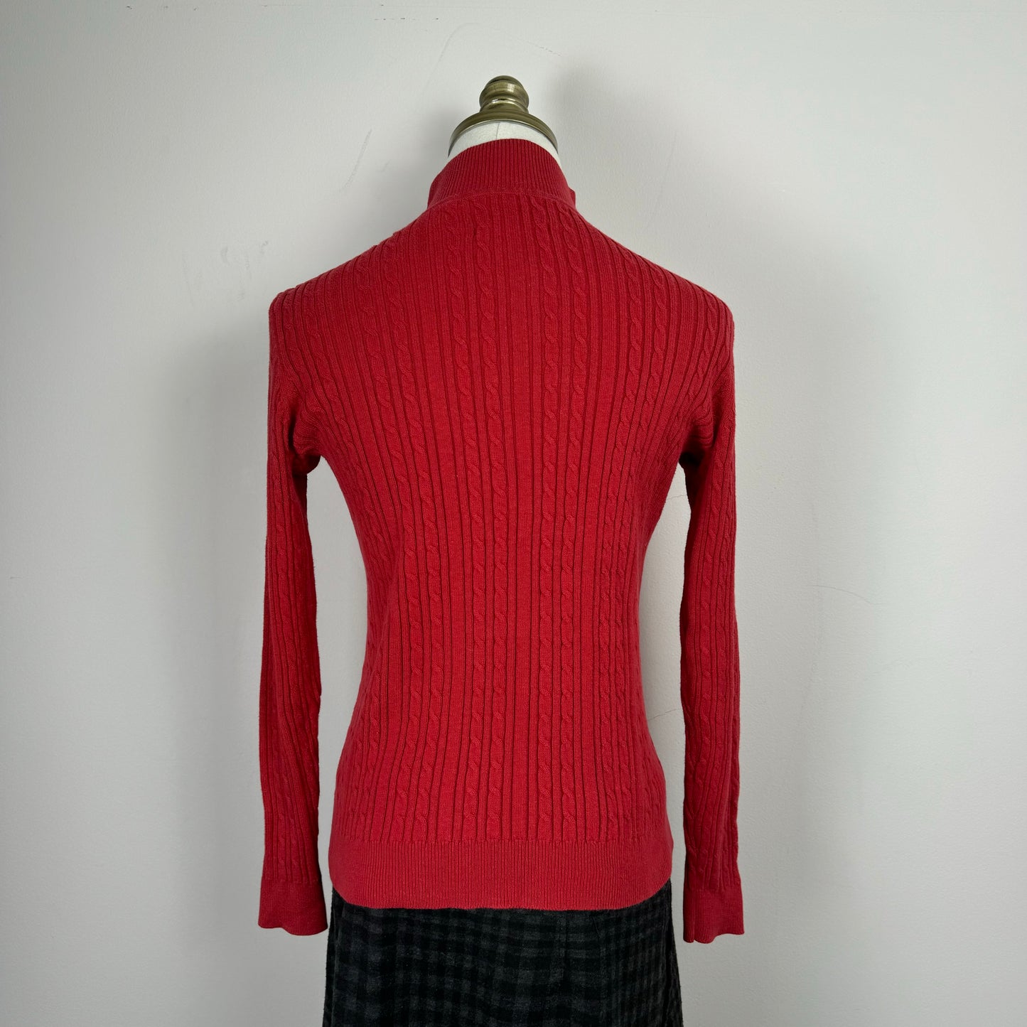 Vintage Red Cable Knit Turtleneck Sweater