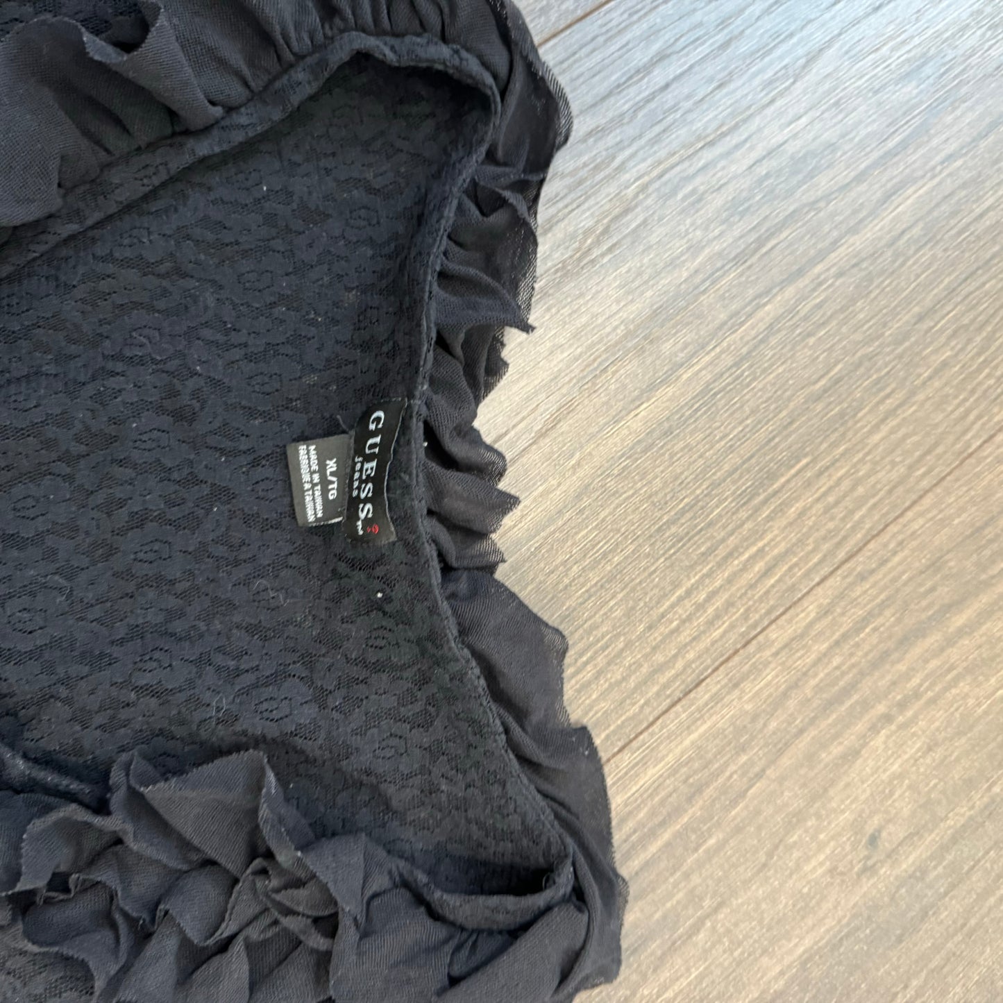 Black Lace Ruffled Fitted Top