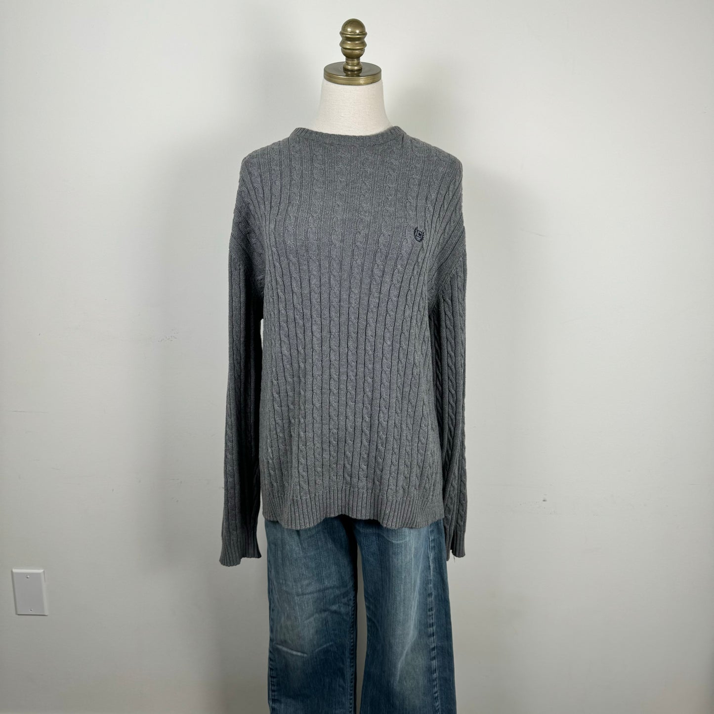 Grey Oversized Cable Knit Sweater