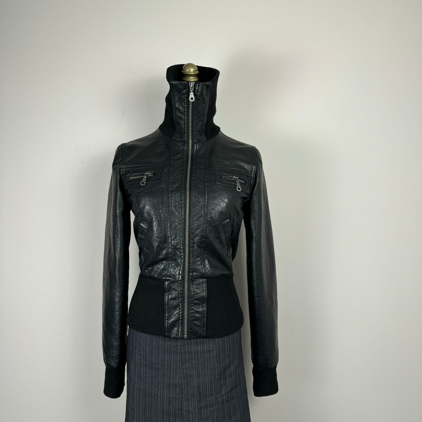 Black Leather Fitted Moto Jacket