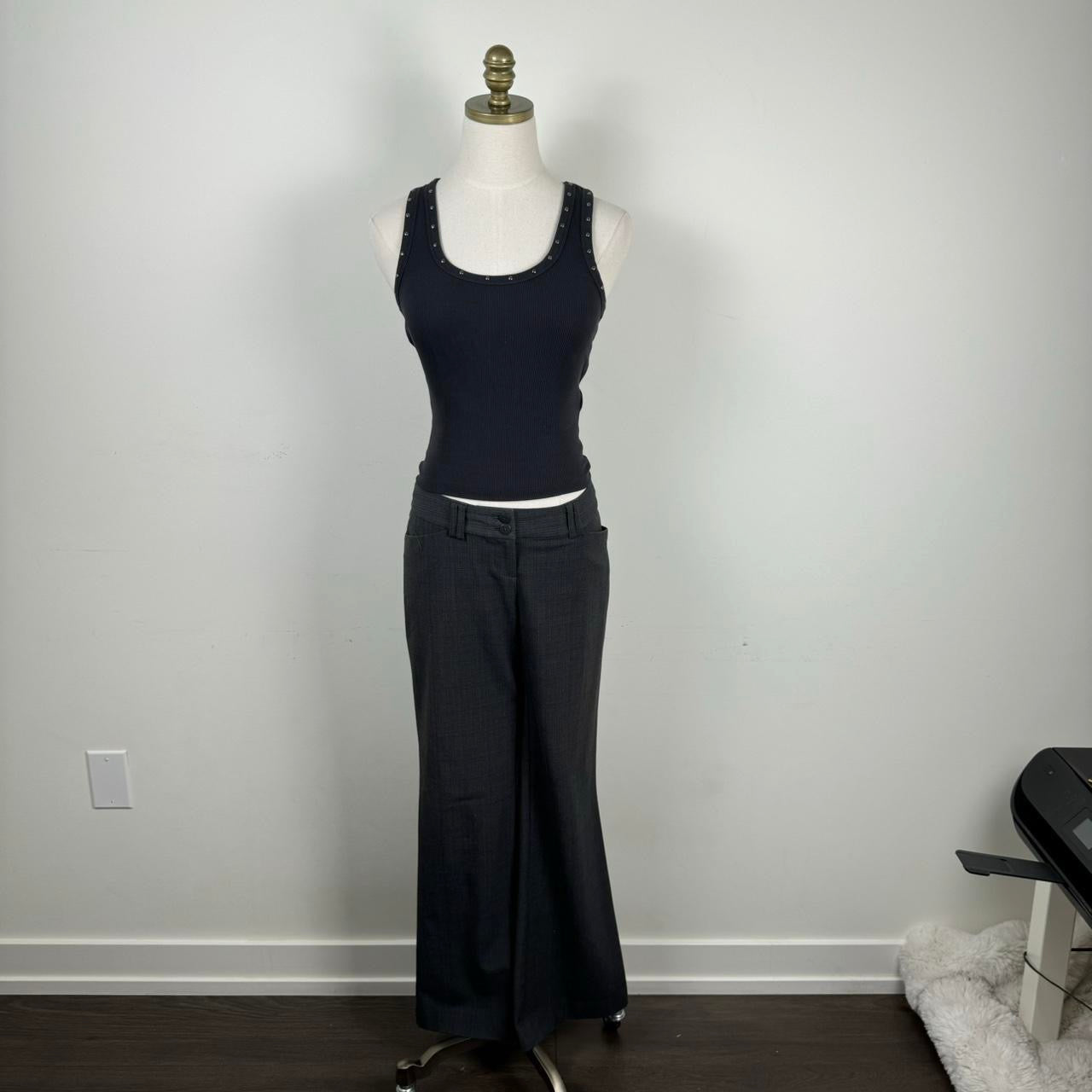 Grey Studded Knit Tank