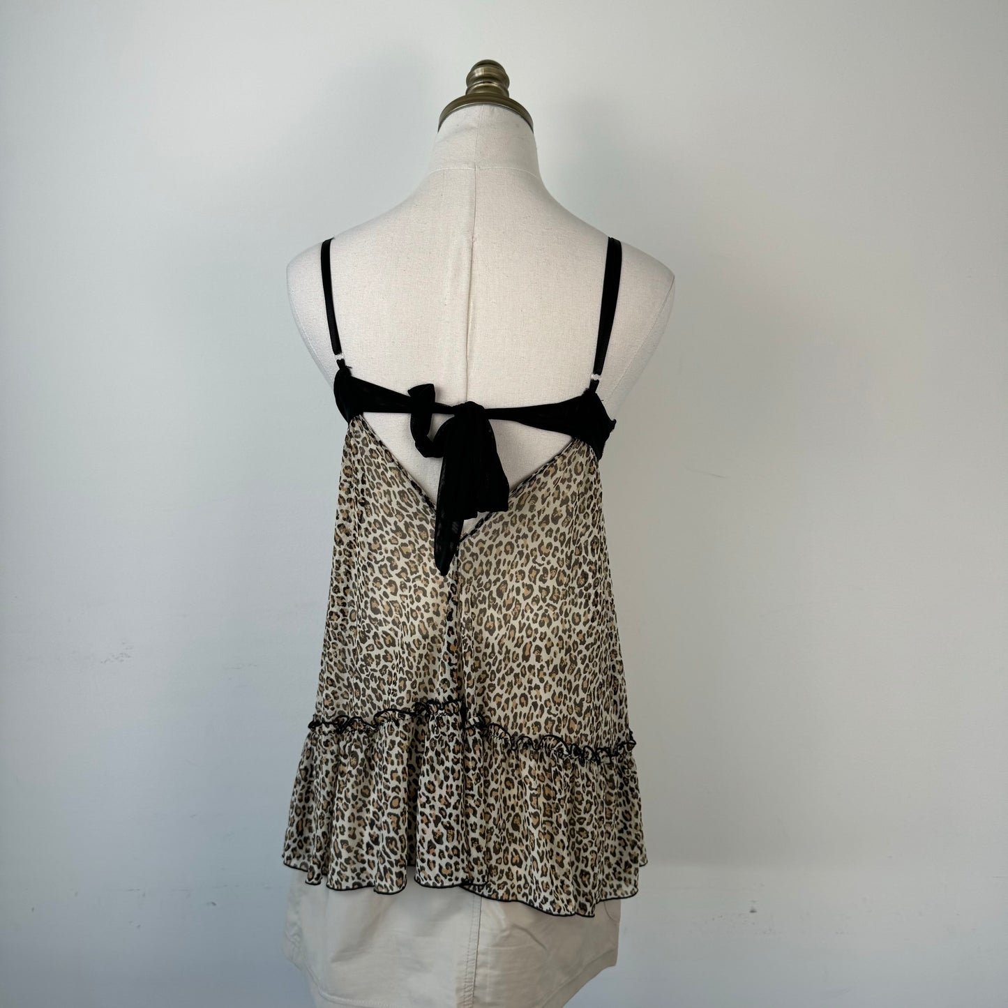 Rampage Leopard Print Mesh Babydoll Top