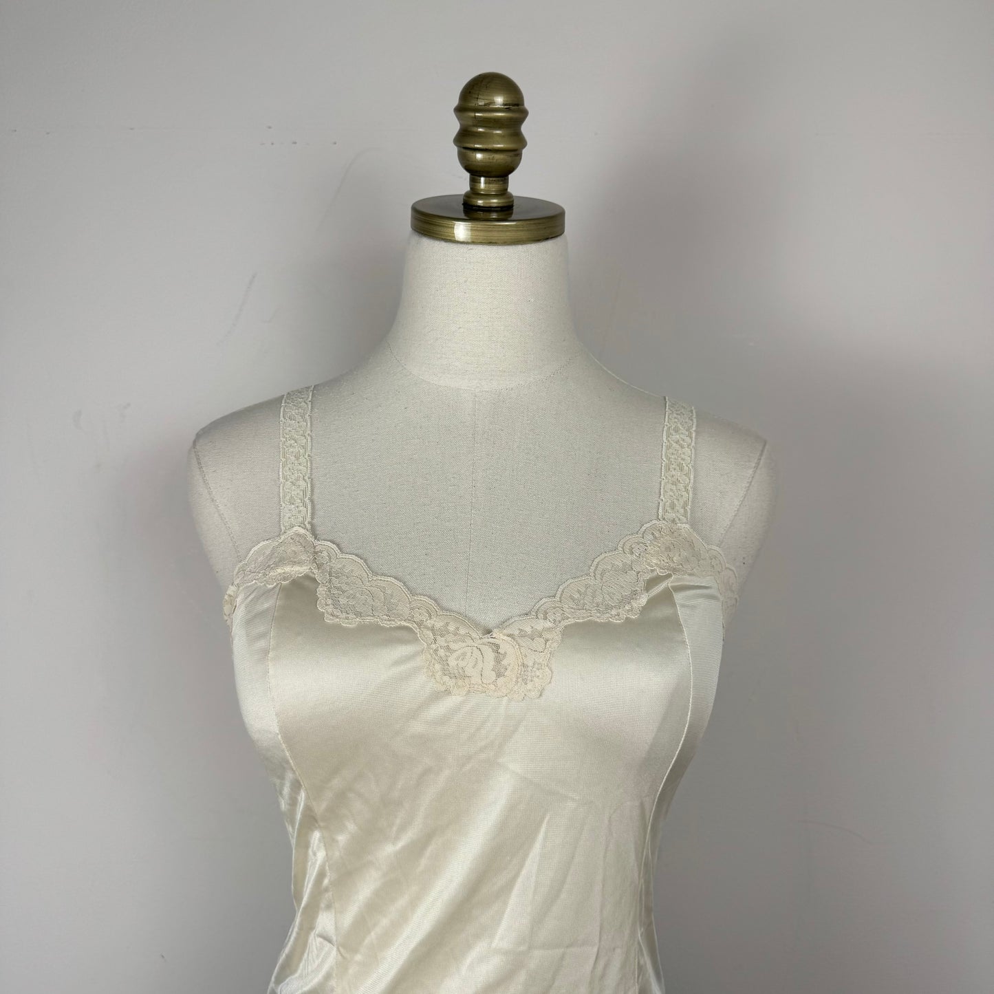 Cream Lace Trim Satin Cami