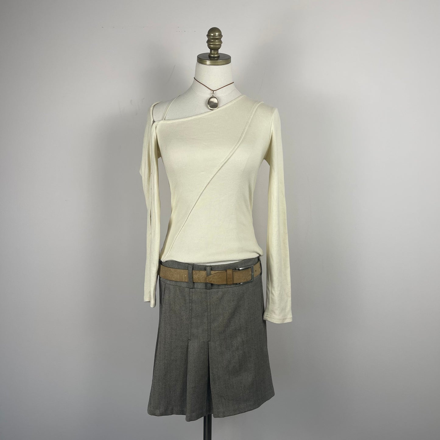 Vintage Brown Pleated Mini Skirt