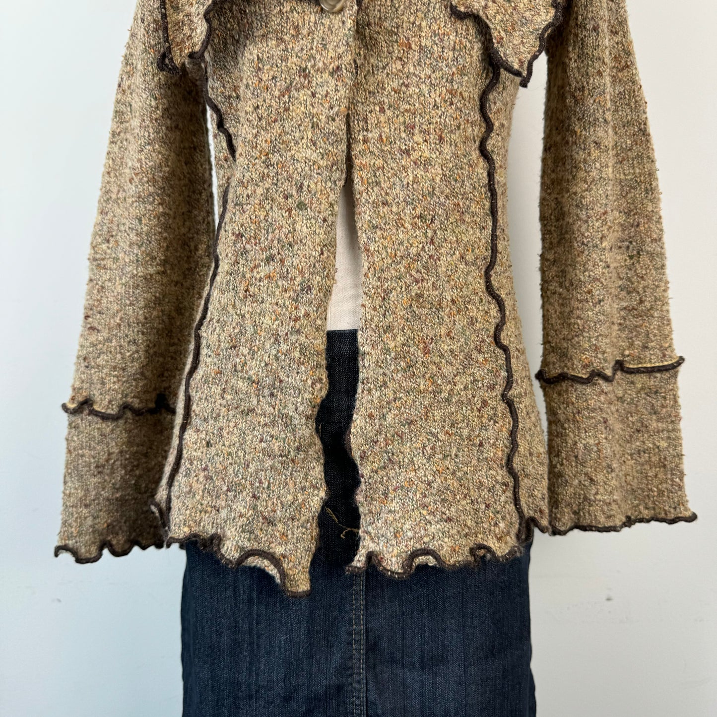 Boho Open Front Cardigan with Bell Sleeves