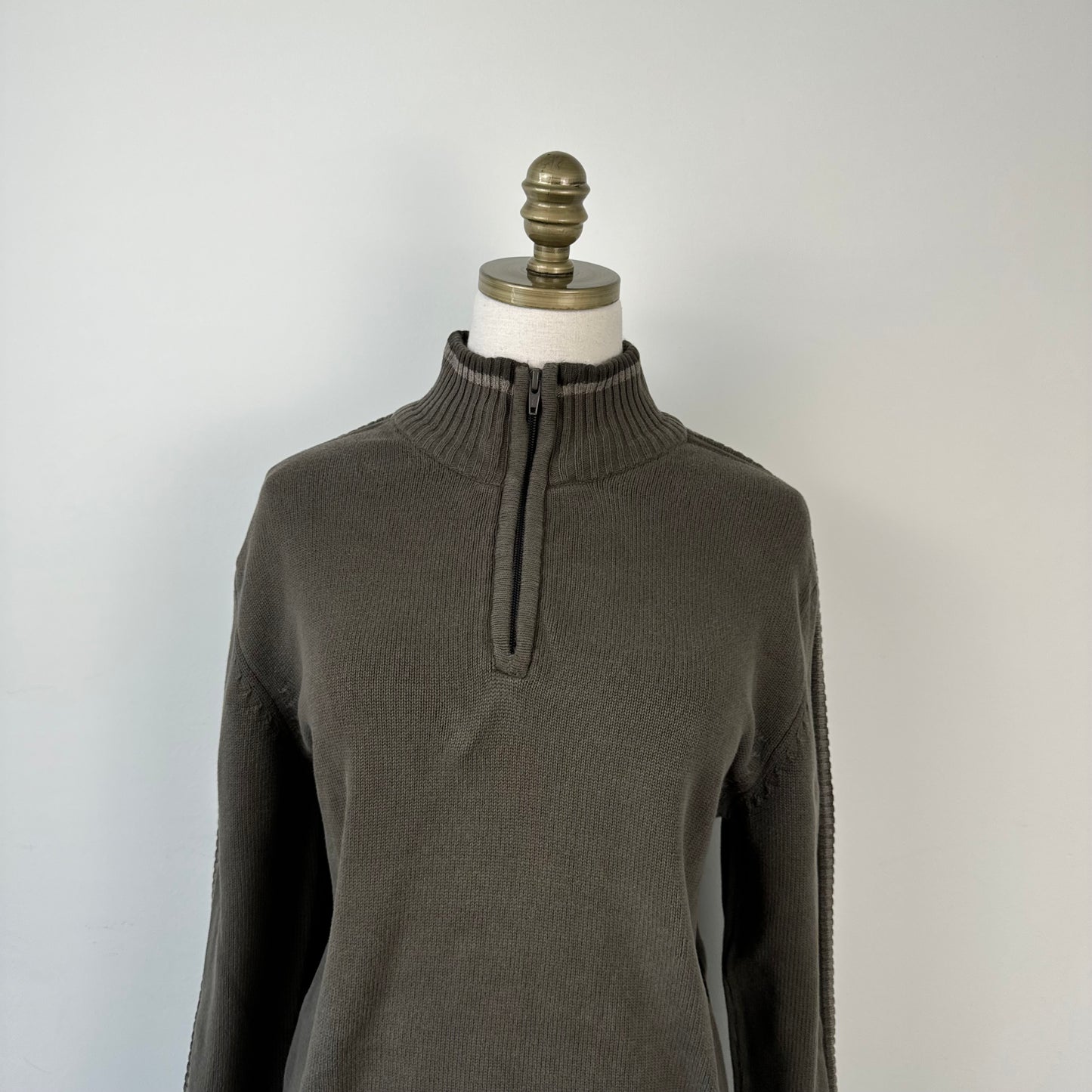 Vintage Oversized Khaki Quarter Zip Sweater