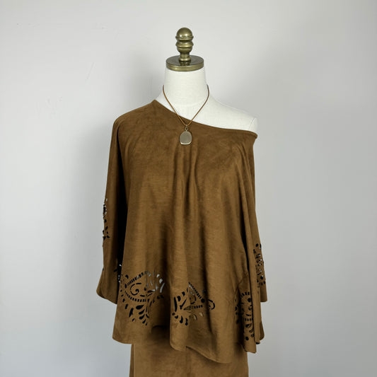 Off The Shoulder Suede Poncho
