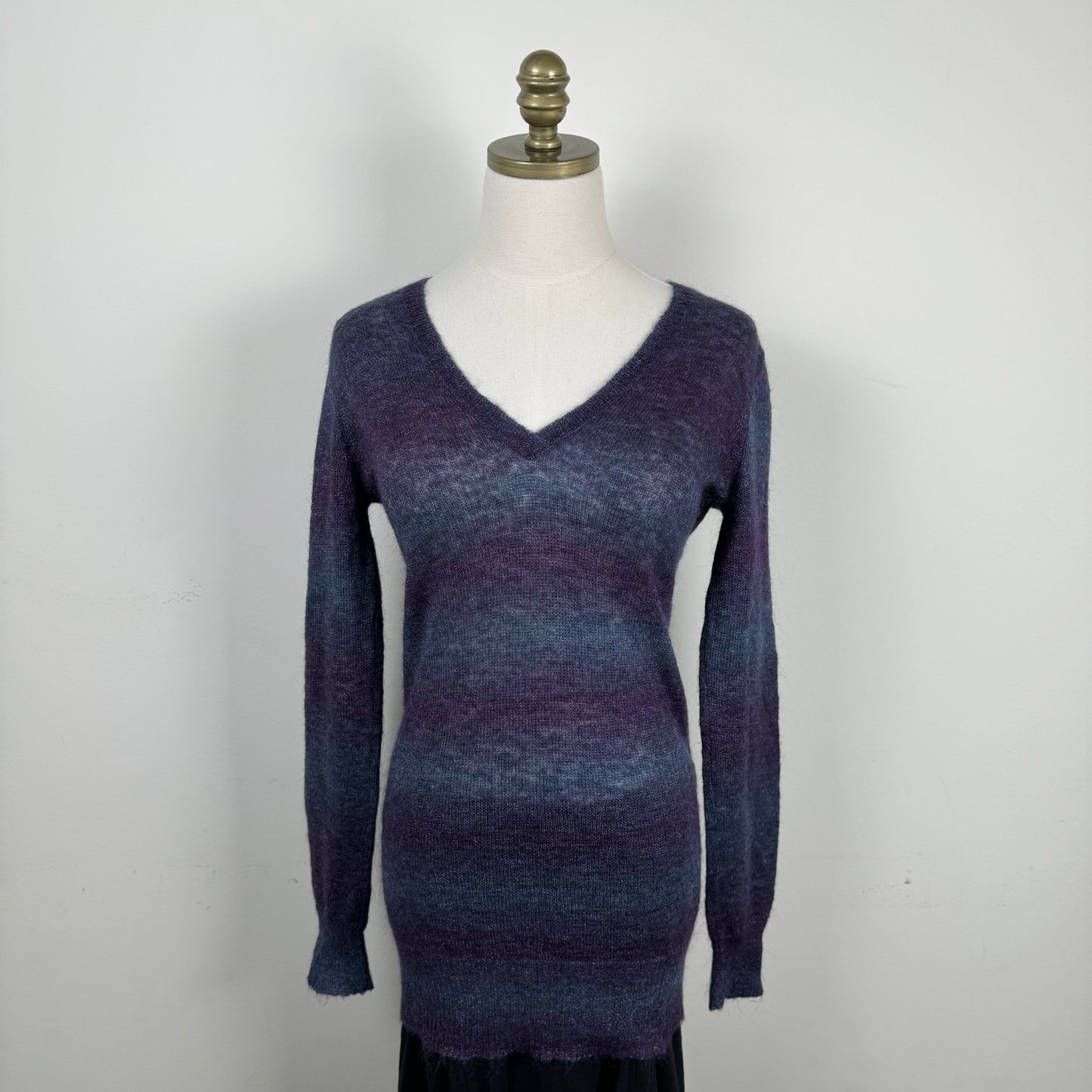 Purple Gradient Knit Mohair Blend Sweater