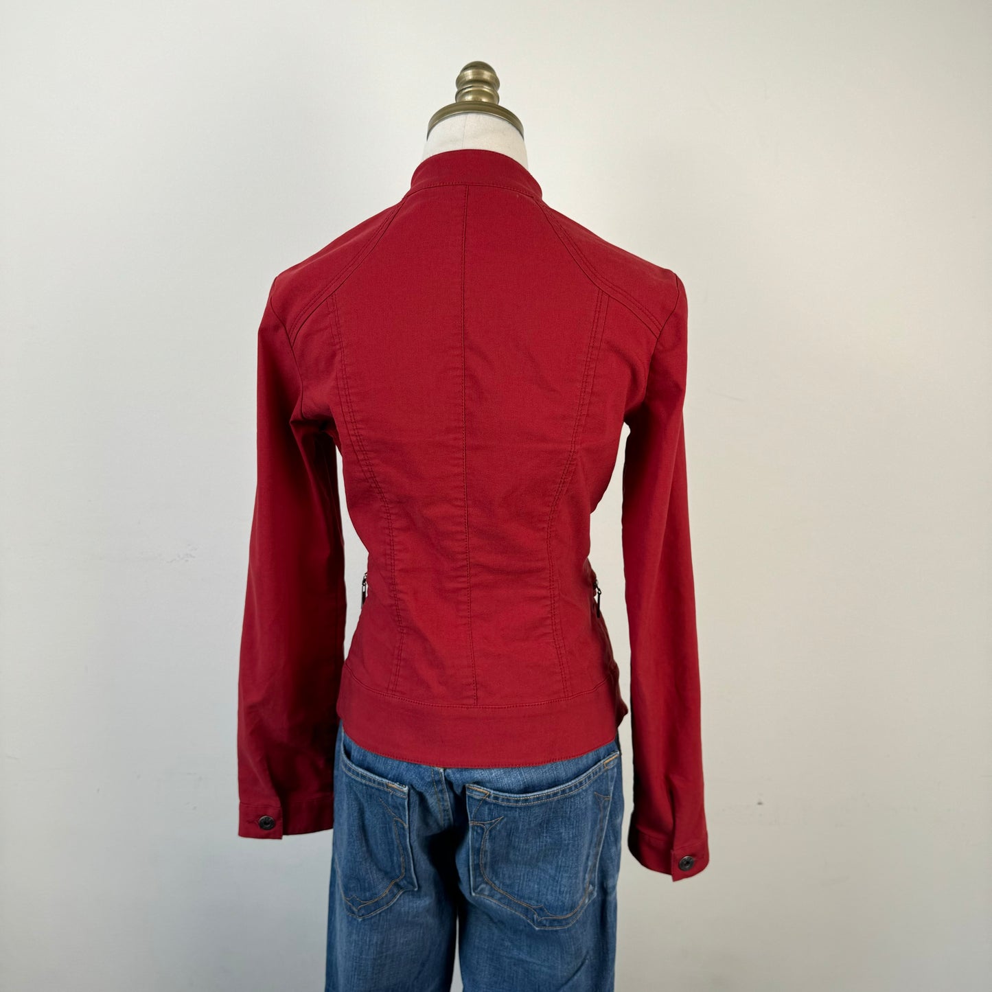 Red Fitted Moto Jacket