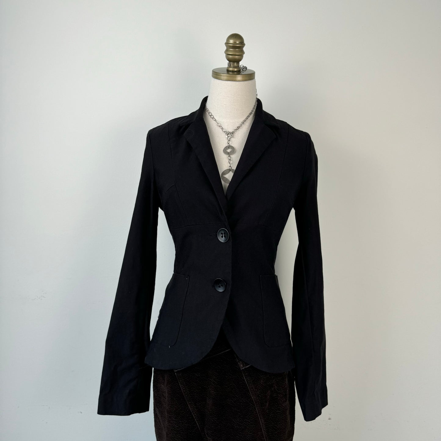 Vintage Black Fitted Button Up Blazer