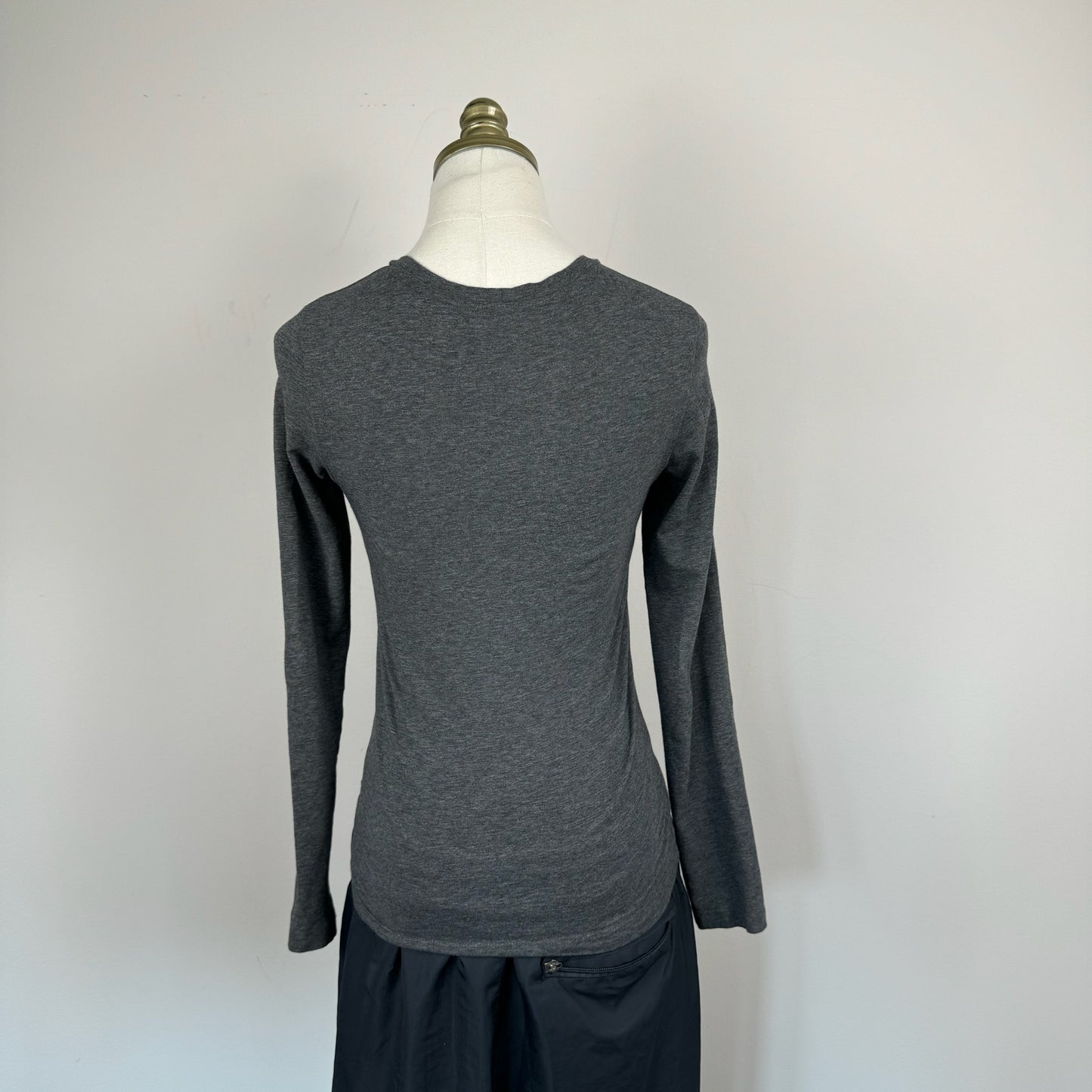 Dark Grey Fitted Long Sleeve Top