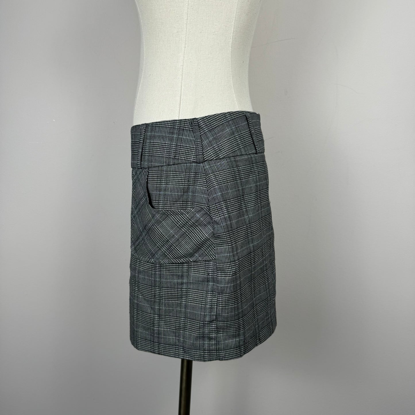 Grey Plaid Mini Skirt