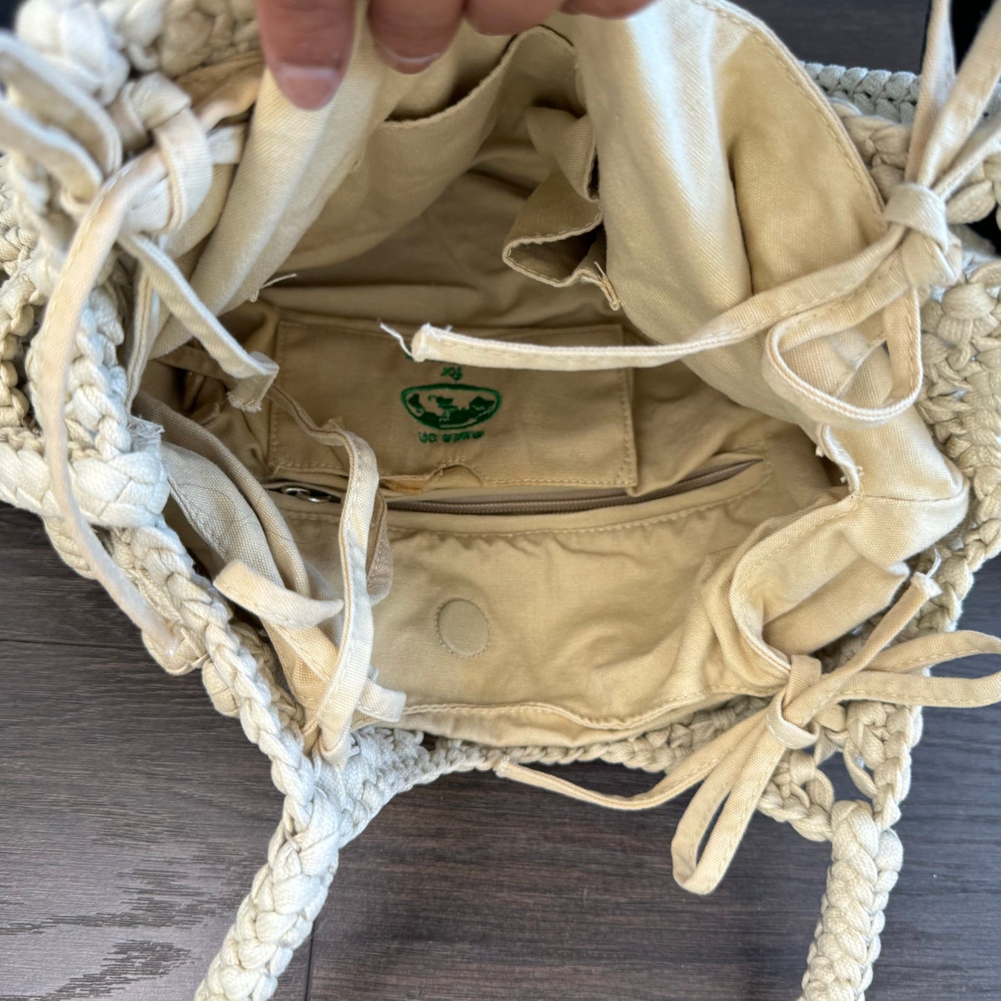 Cream/Beige Crochet Shoulder Bag