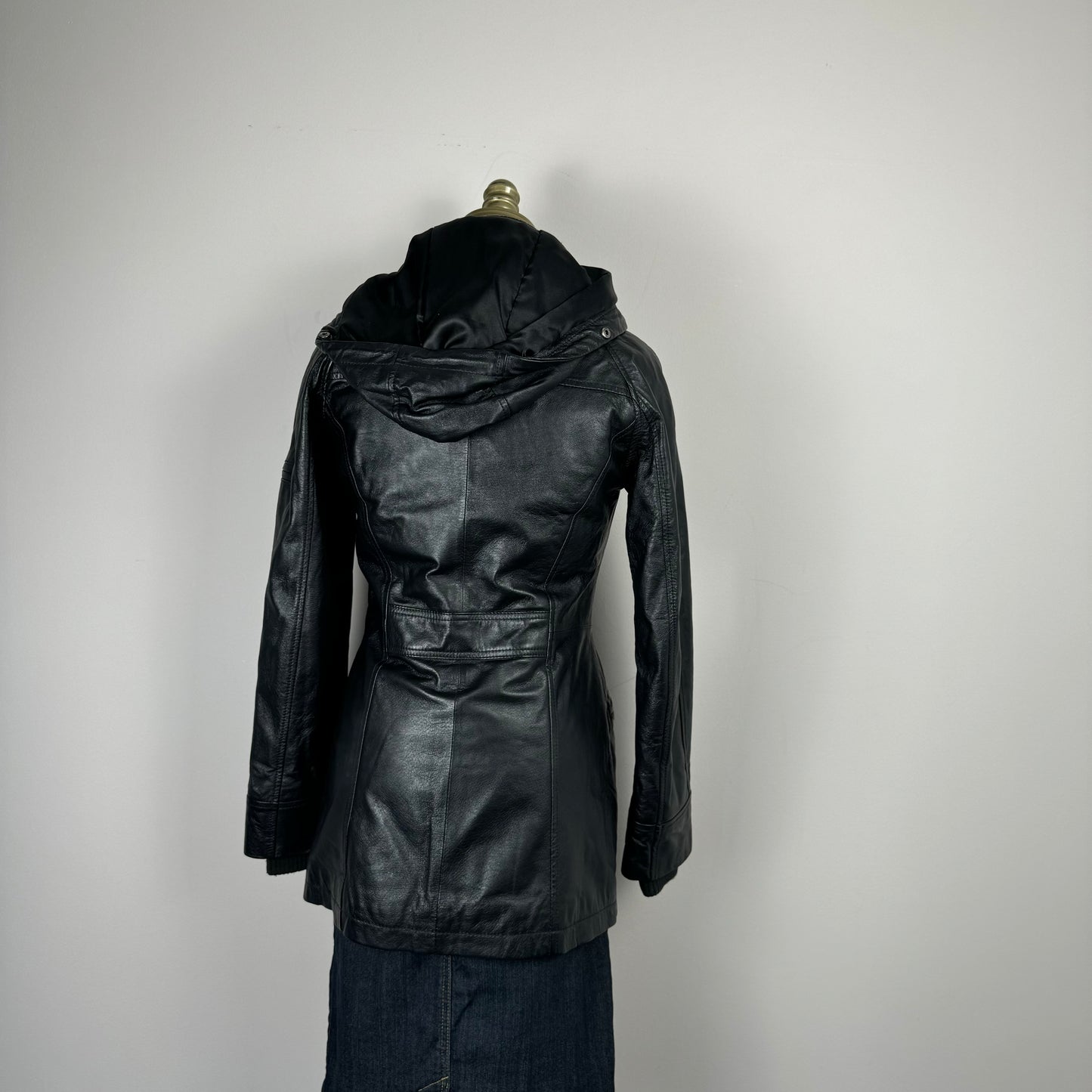 Danier Long Black Leather Jacket