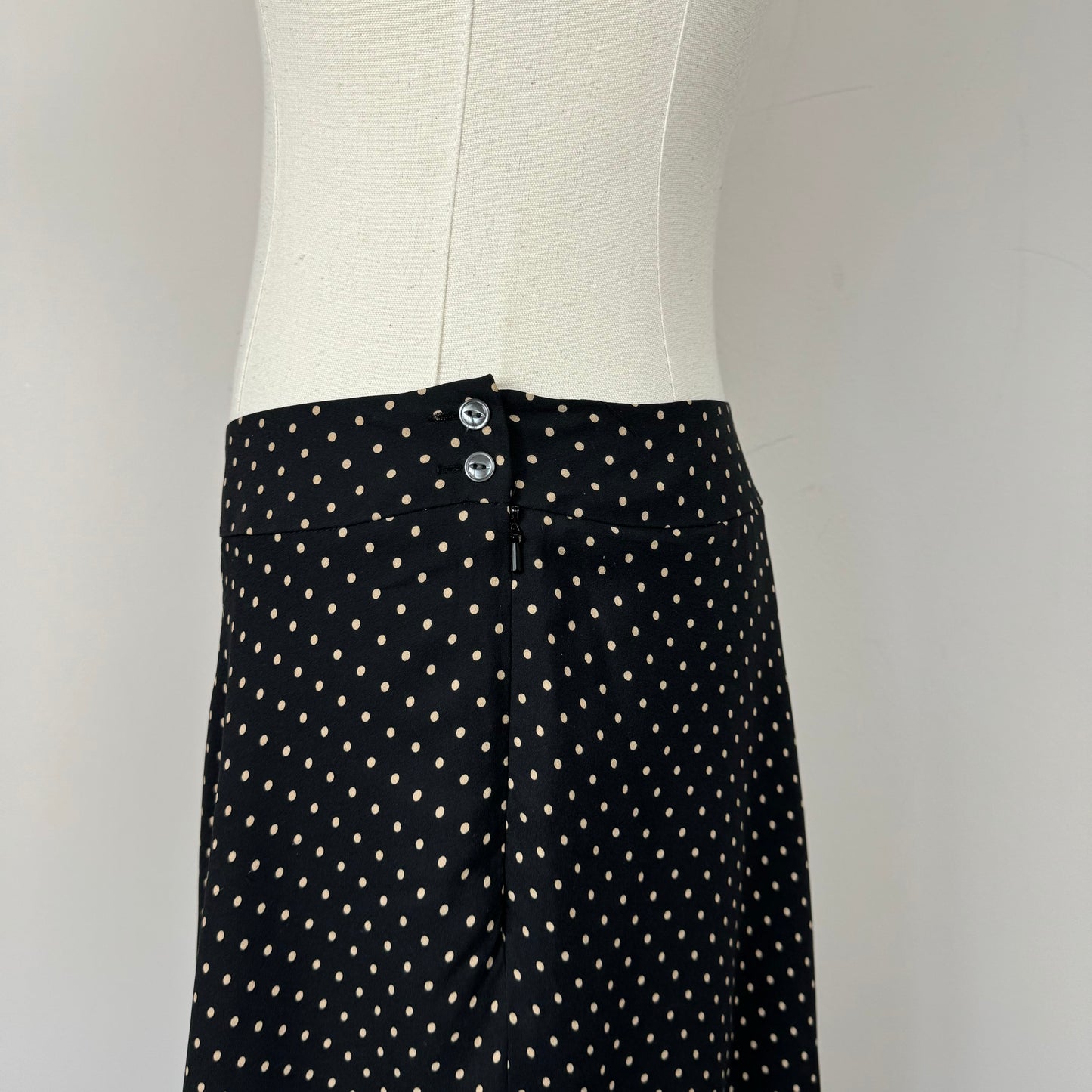 Vintage Polka Dot Silk Maxi Skirt