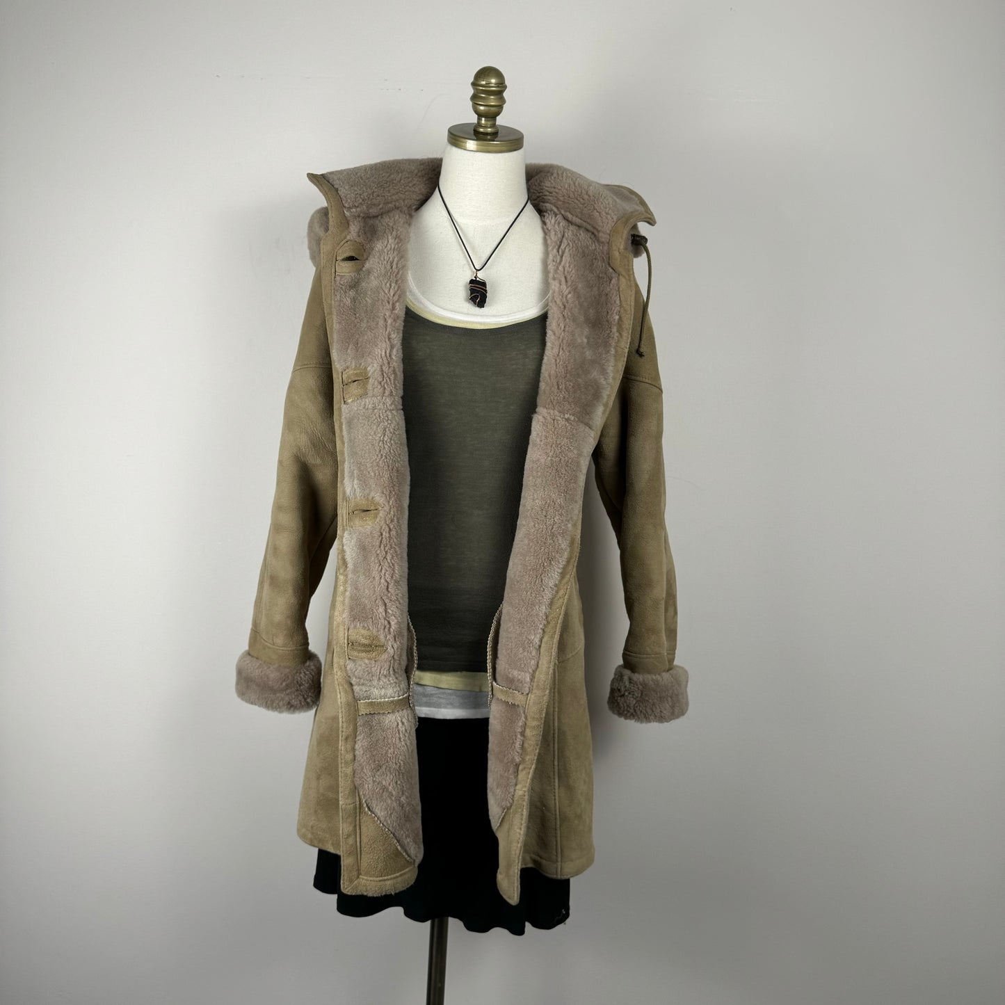 Vintage Suede Shearling Coat