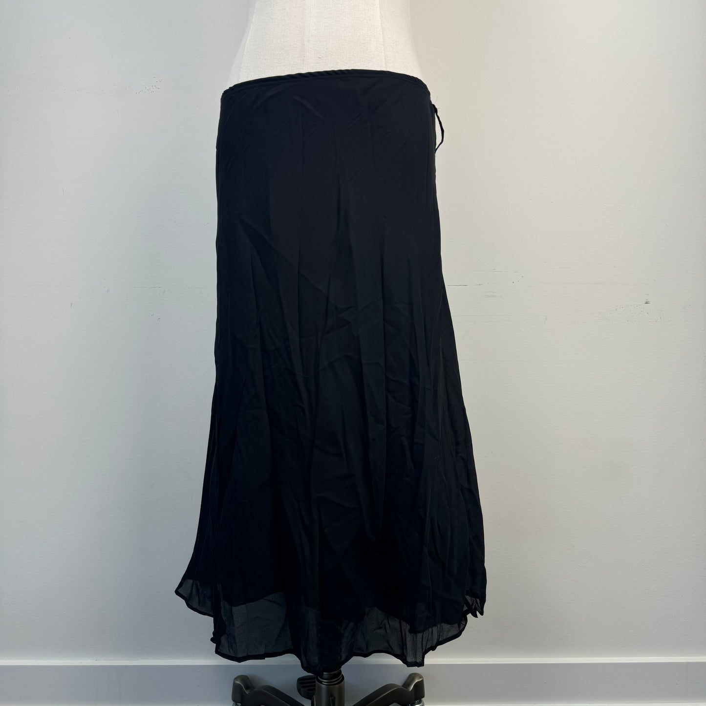 Vintage Black Chiffon Overlay Maxi Skirt