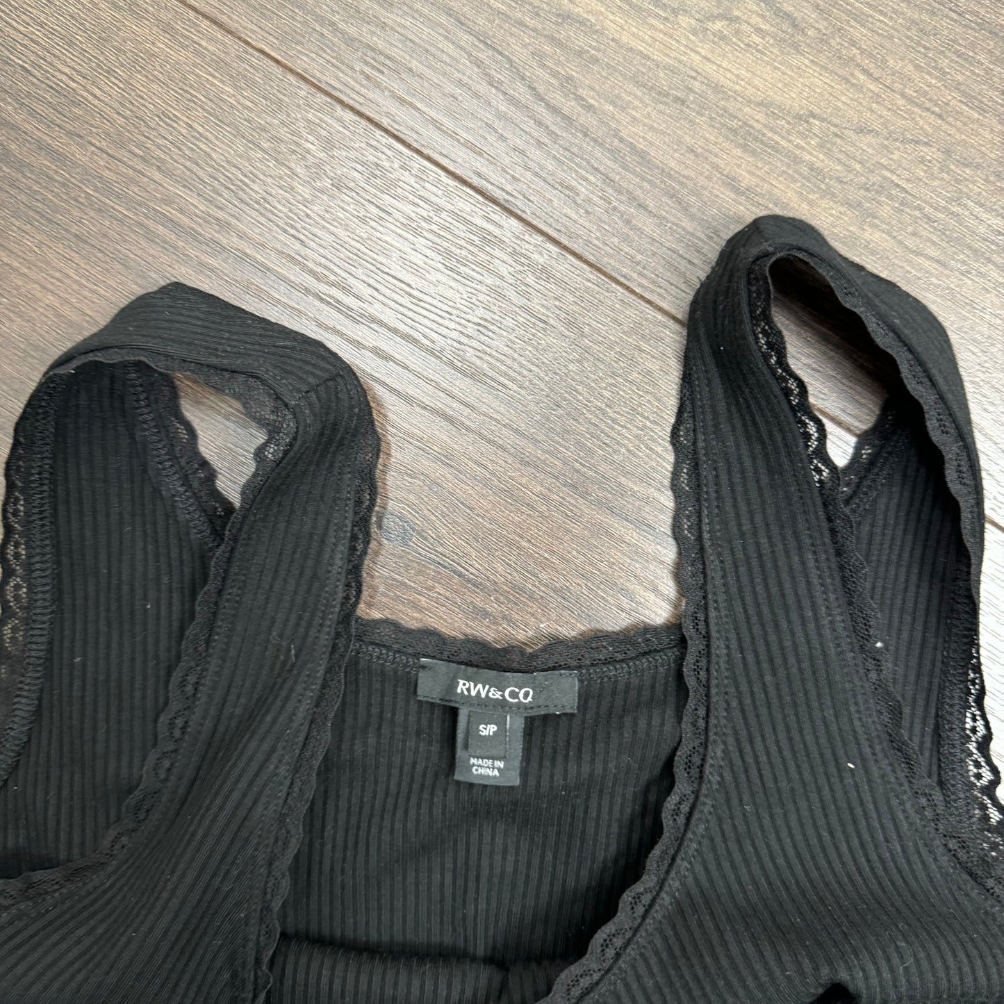Black Fitted Lace Trim Tank
