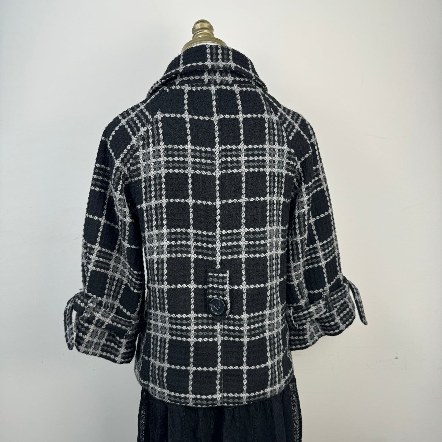 Vintage Plaid Textured Peacoat