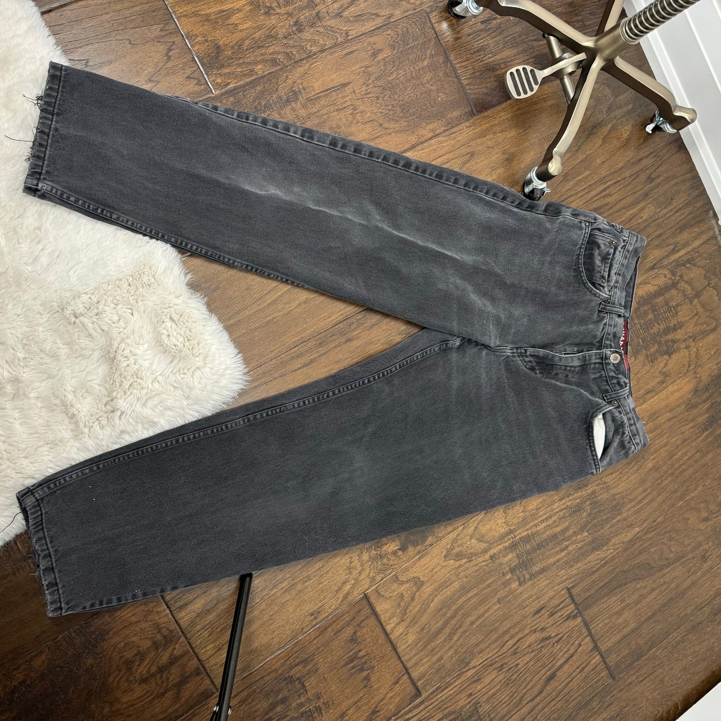 Vintage Charcoal Faded Straight Leg Jeans