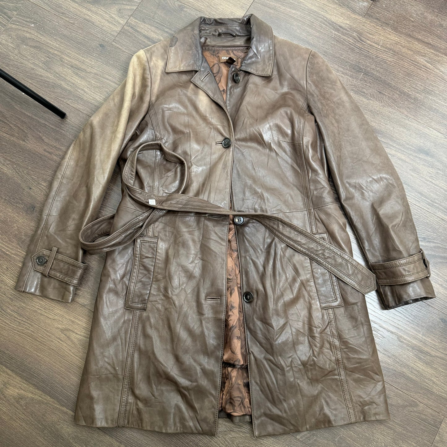 Danier Brown Genuine Leather Trench Coat