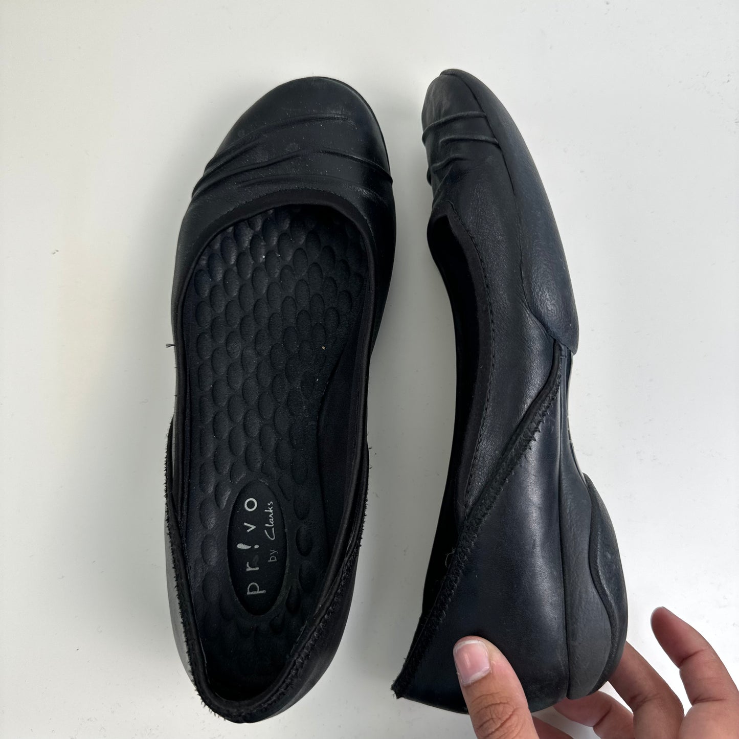 Black Leather Ballet Flats