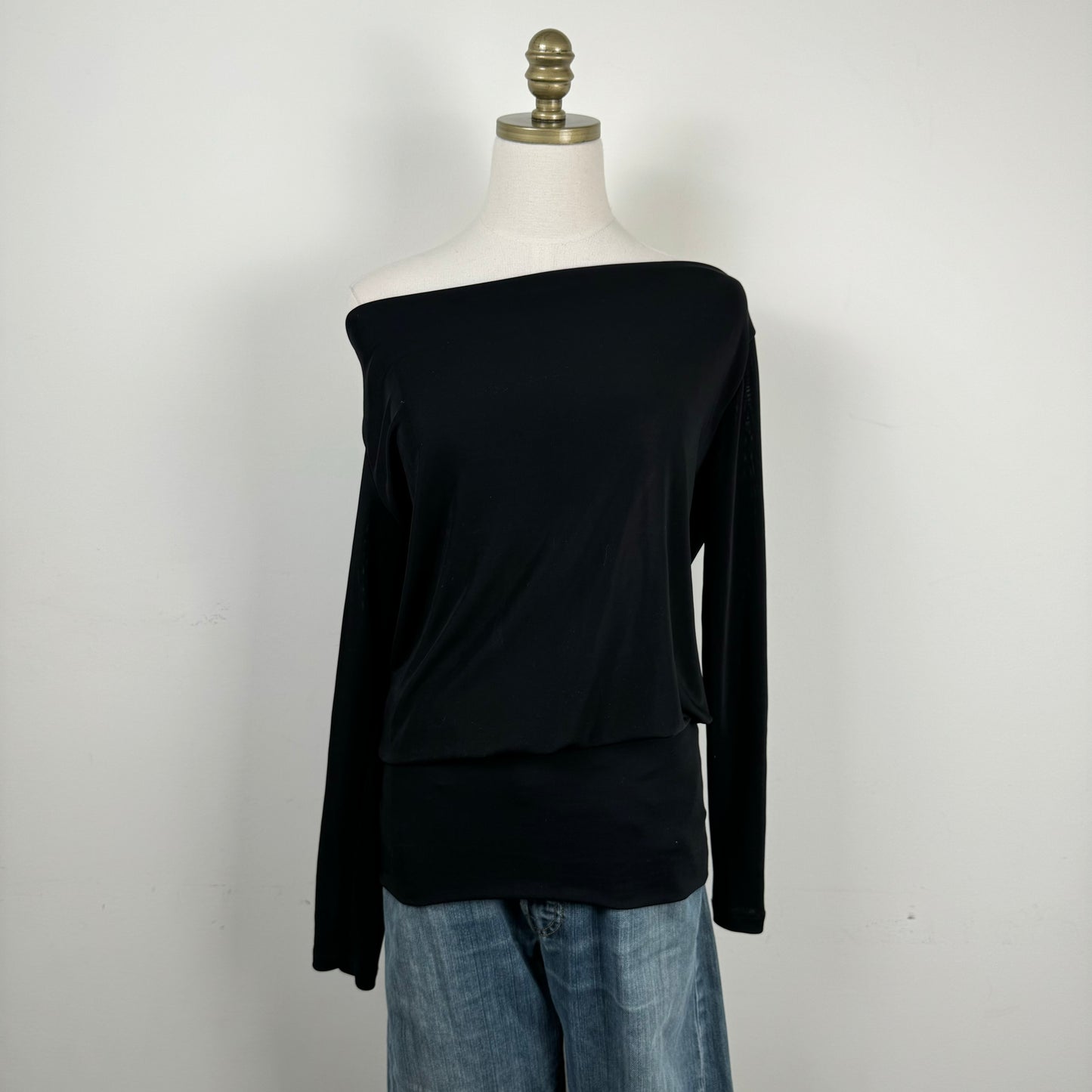 Off Shoulder Black Draped Top