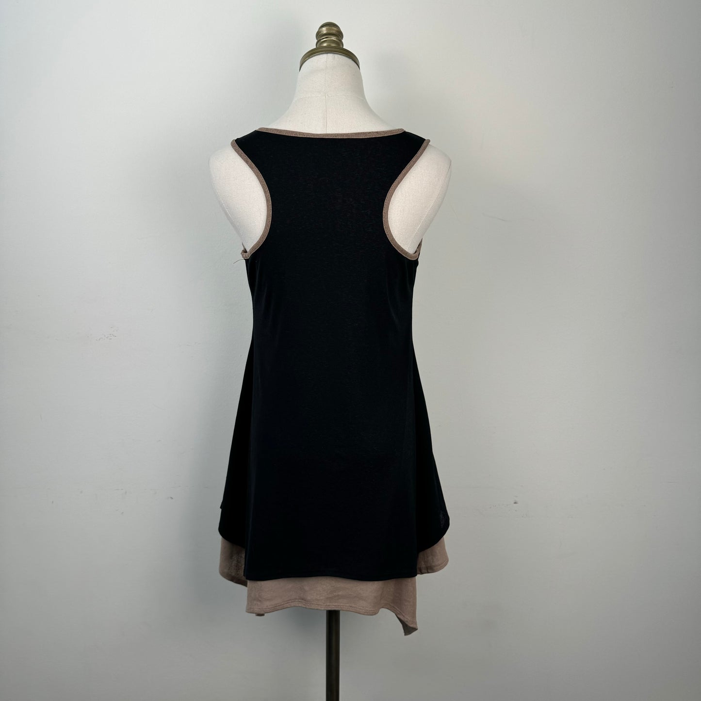 Black & Brown Mesh Layered Pixie Cut Mini Dress