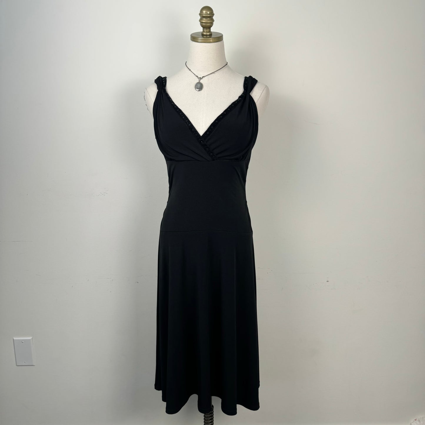 Vintage Black Babydoll Midi Dress
