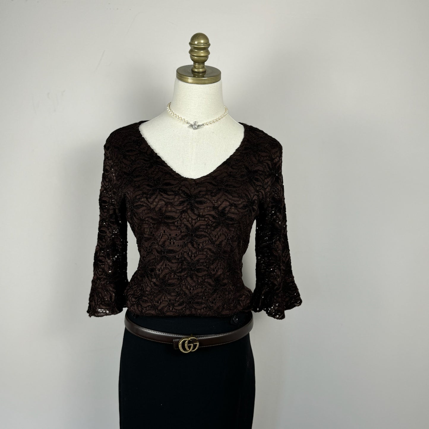 Vintage Brown Lace Top