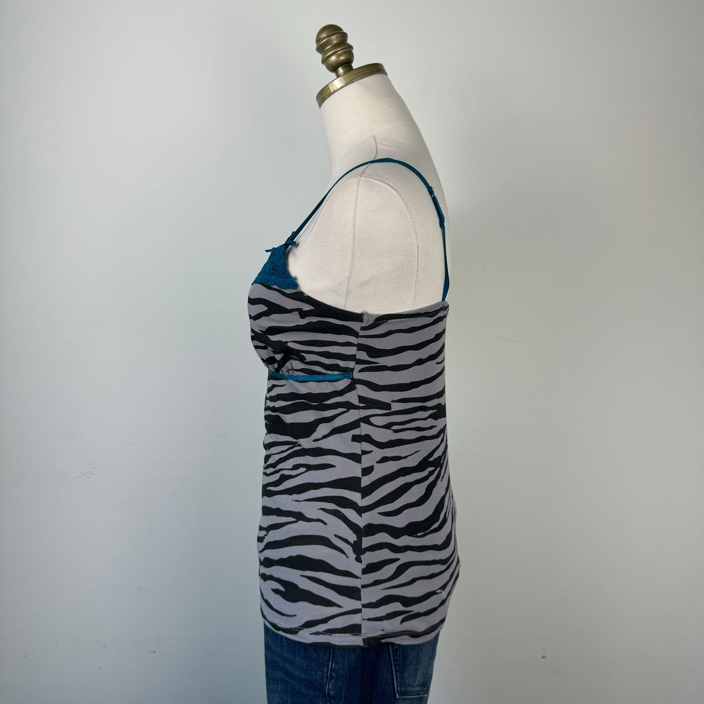 Zebra Print Lace Trim Cami Top