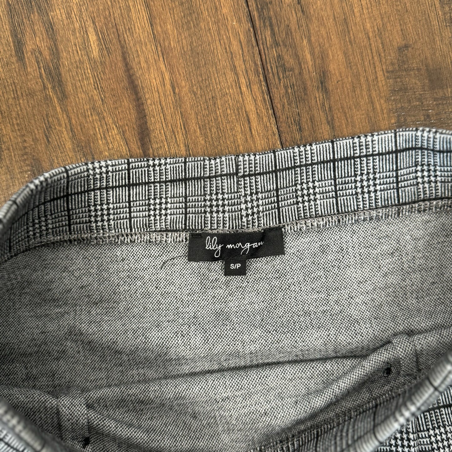 Grey Plaid Knit Midi Skirt