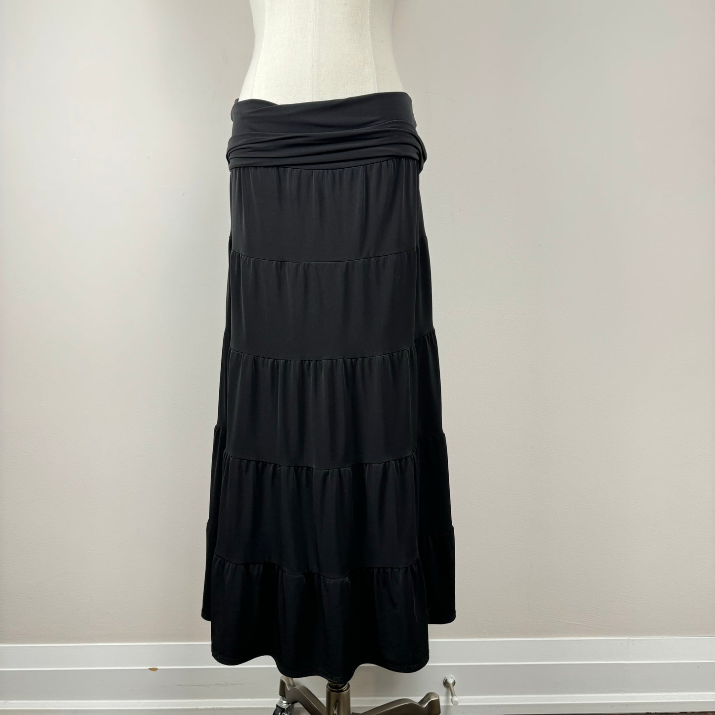 Vintage Black Tiered Maxi Skirt