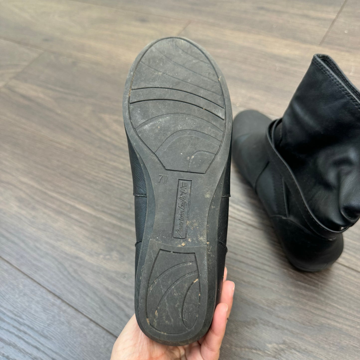 AE Black Leather Biker Boots (US7)