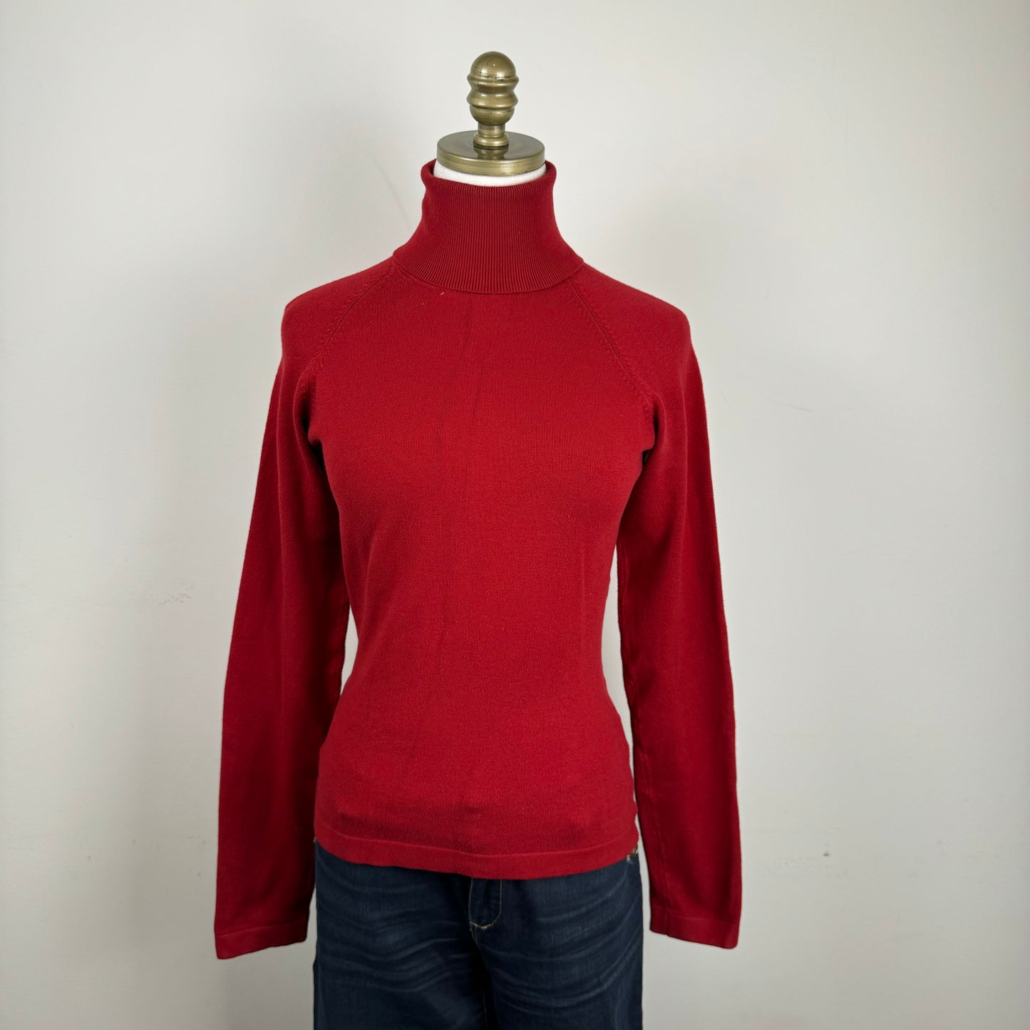 Dark Red Fitted Turtleneck Sweater