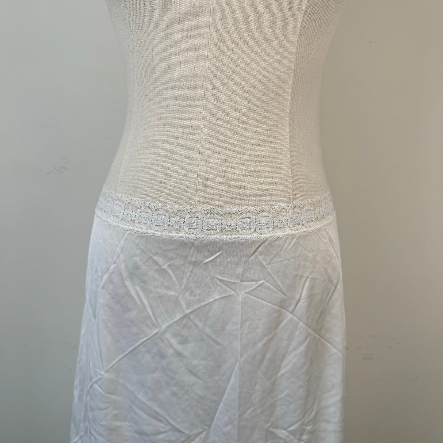 Cream White Lace Trim Slip Skirt