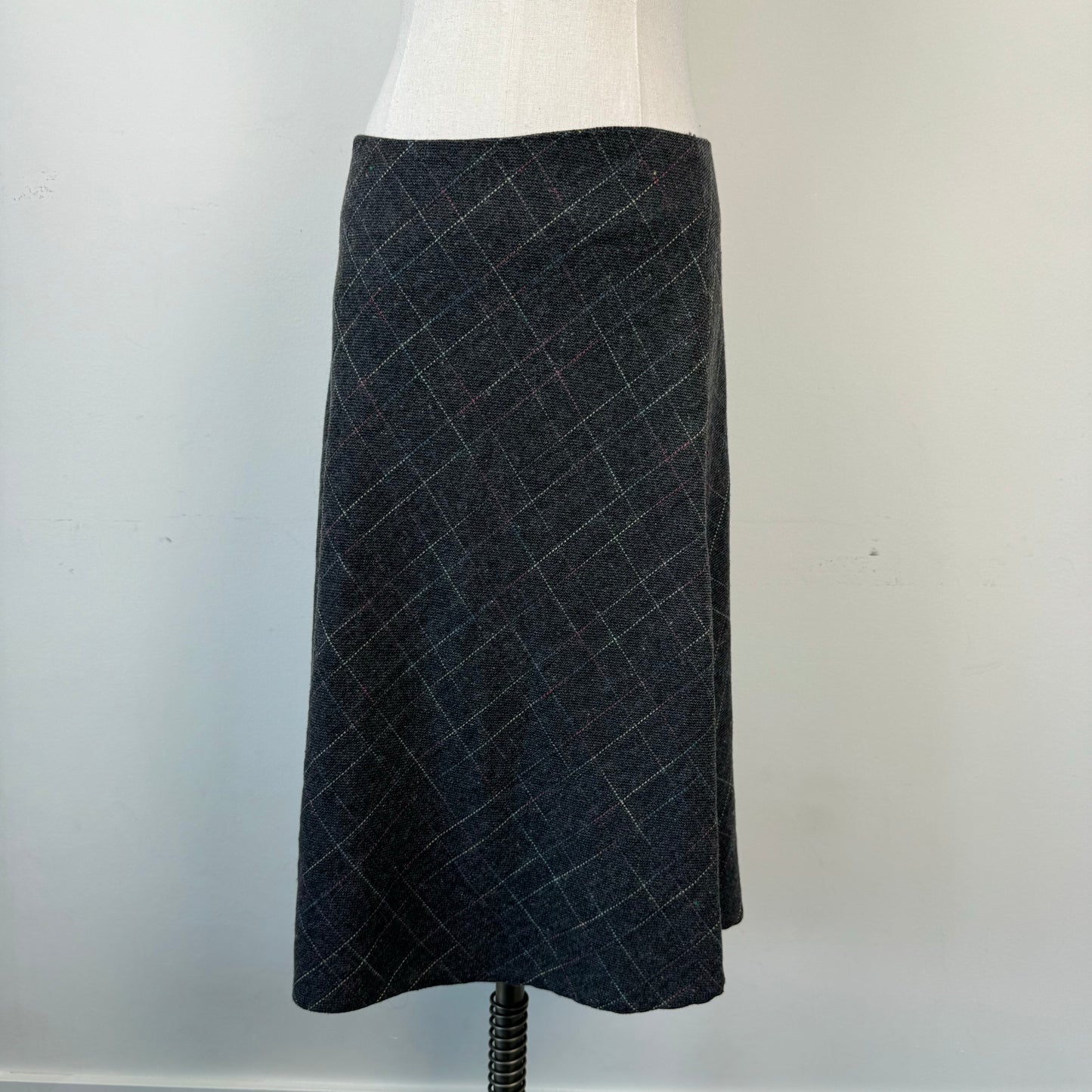 Dark Grey Wool Blend Midi Skirt