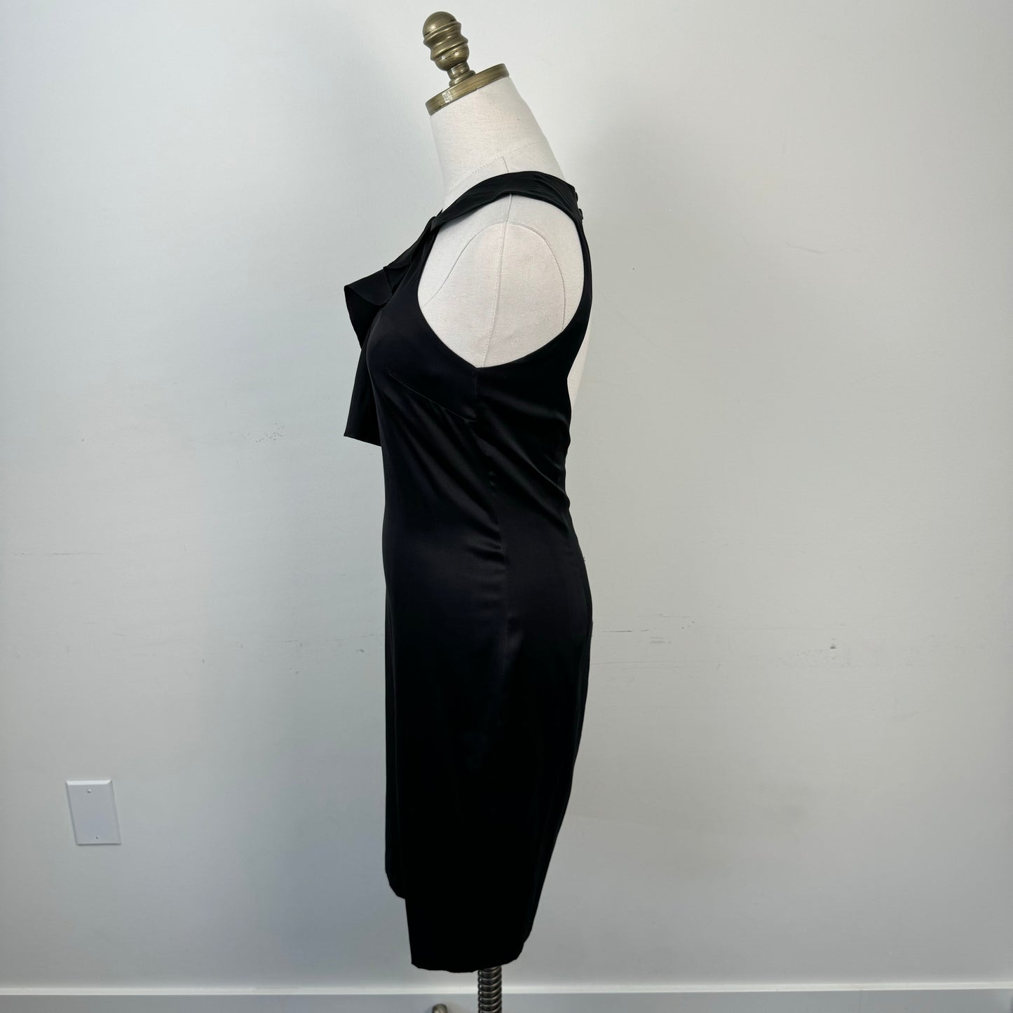 Marciano Silk Halter Neck Ruffle Midi Dress