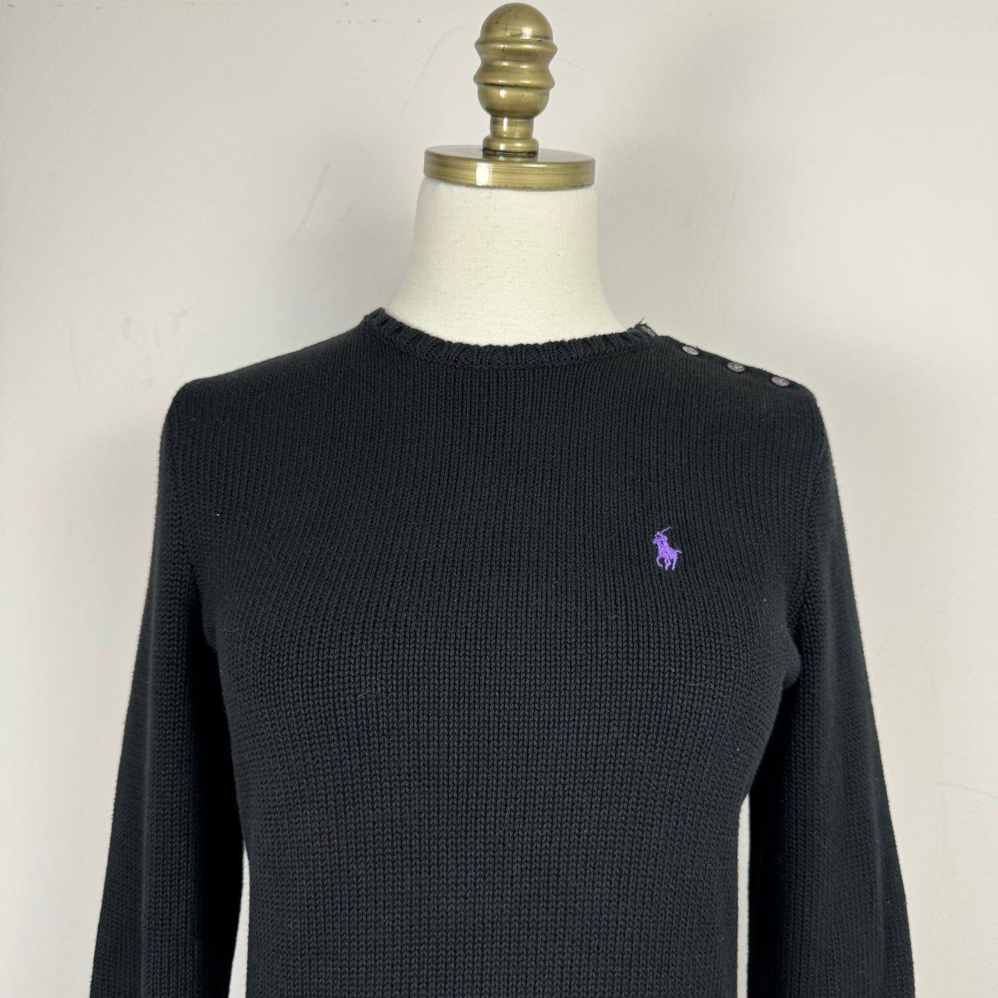 Vintage Black Polo Knit Sweater