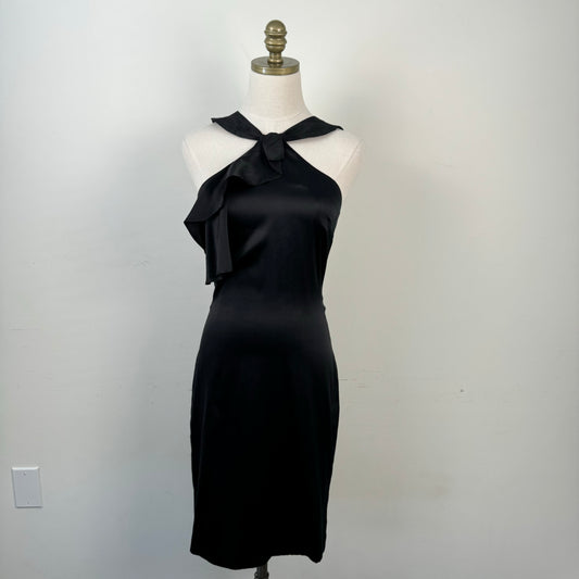 Marciano Silk Halter Neck Ruffle Midi Dress