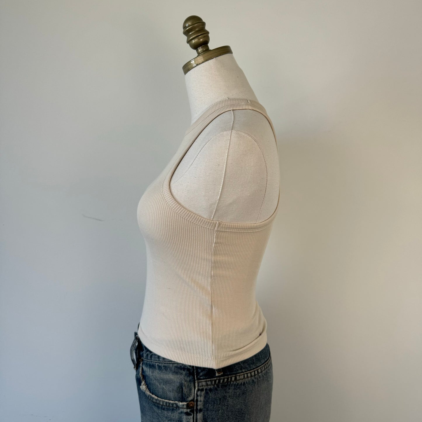 Nude/Beige Fitted Ribbed Tank Top