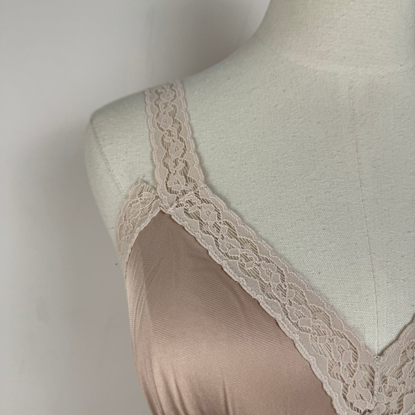 Vintage Muted Pink Lace Trim Slip Dress