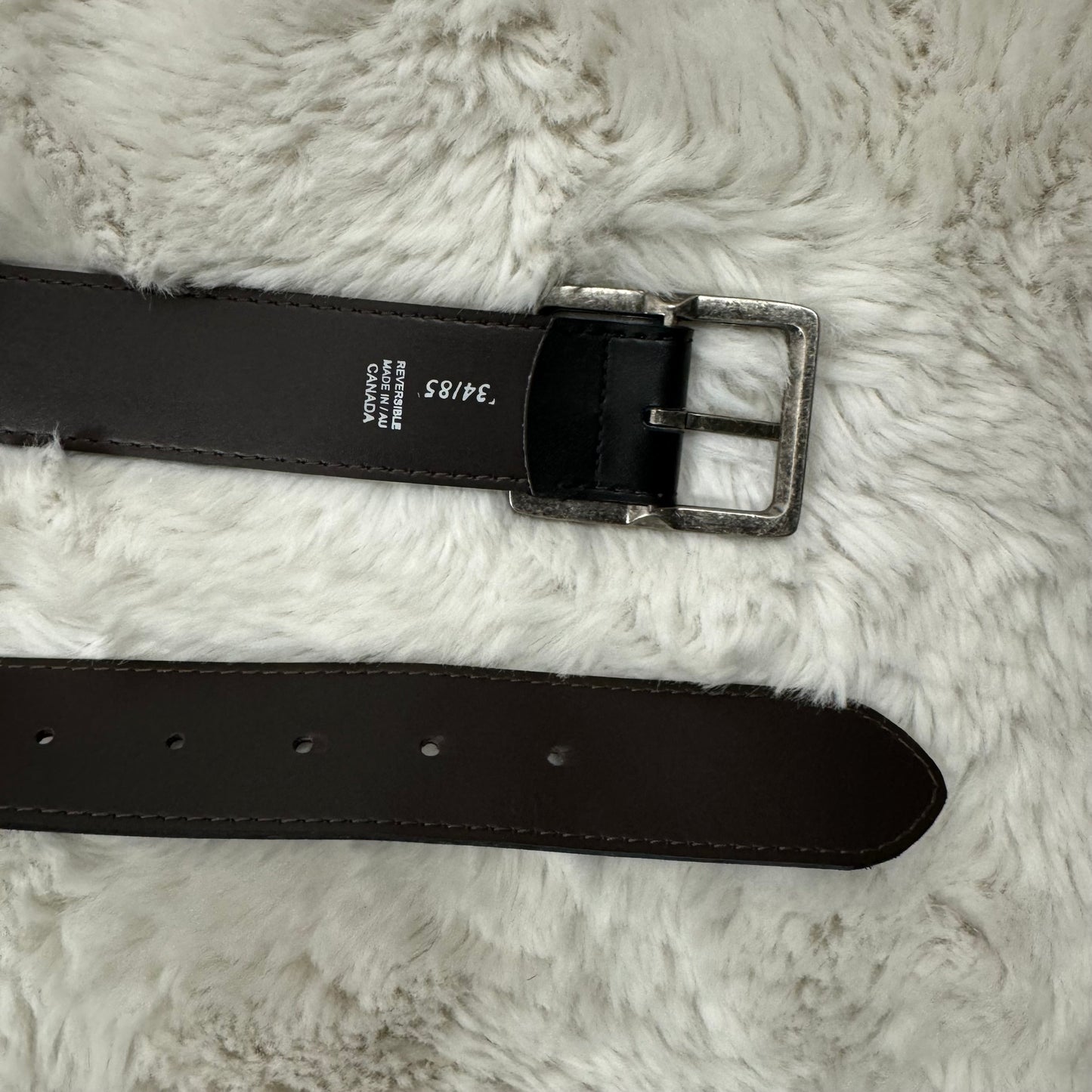 Reversible Brown & Black Silver Buckle Leather Belt